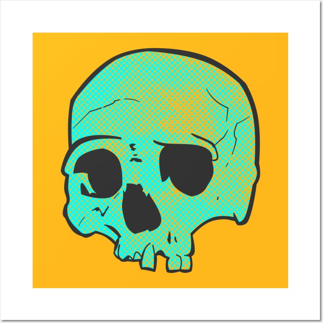 Cyan Skull Wall Art by TipToeTee